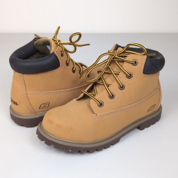 Skechers Mecca Mitigate Lumber Boots Ankle Faux Leather Fall Winter Waterproof - Picture 2 of 11